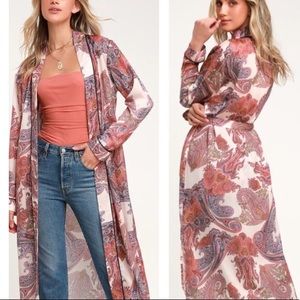 Lulus Fiji Blush Pink Paisley Print Satin Robe